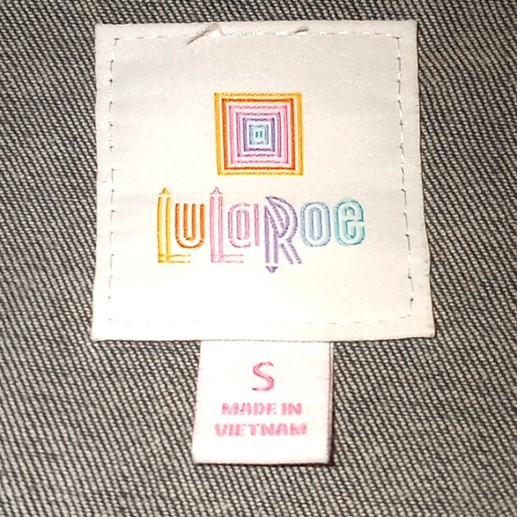 LulaRoe Black Denim Jacket with Animal Print Trim - Picture 12 of 13